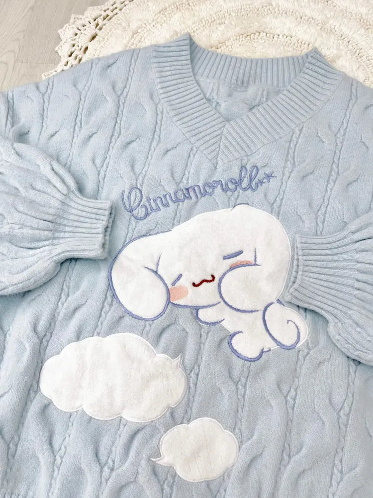 Cinnamoroll Blue V-neck Sweater