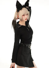 Kuromi Gray/Black Slim Fit Top