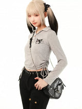 Kuromi Gray/Black Slim Fit Top