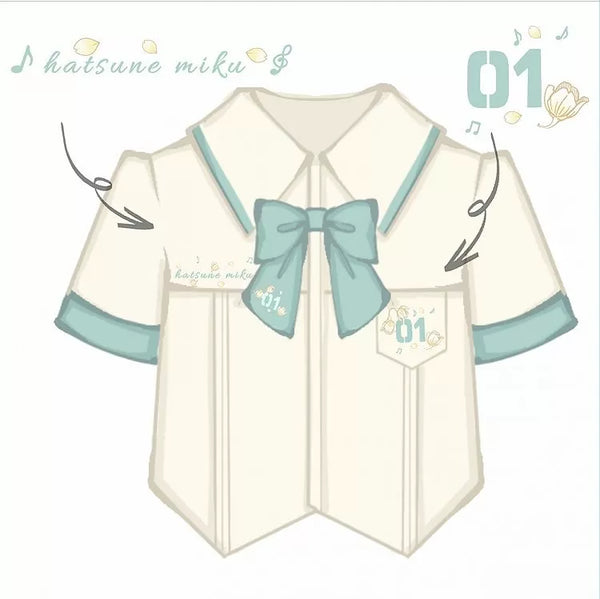 Hatsune Miku Collab Orchid Embroidery Shirt with Bow Tie