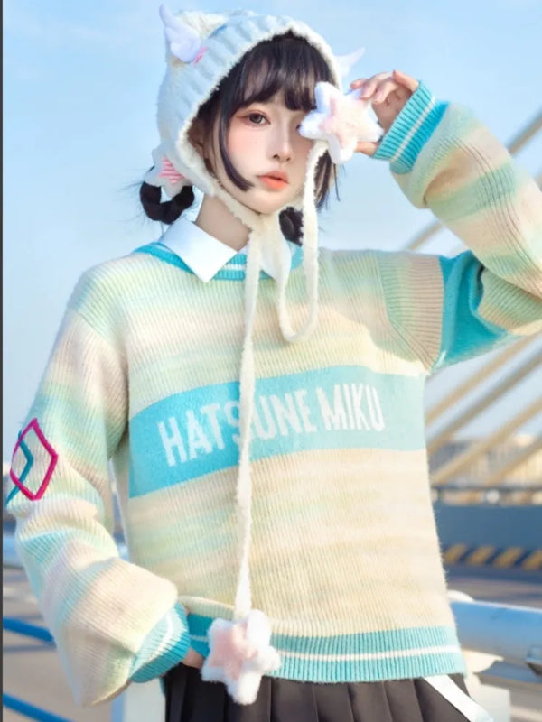 Hatsune Miku Collab Striped Pattern Sweater