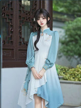 Hatsune Miku Collab Osmanthus Fragrans Embroidery Dress Ombre Handkerchief Hem