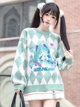 Hatsune Miku Harlequin Pattern Sweater