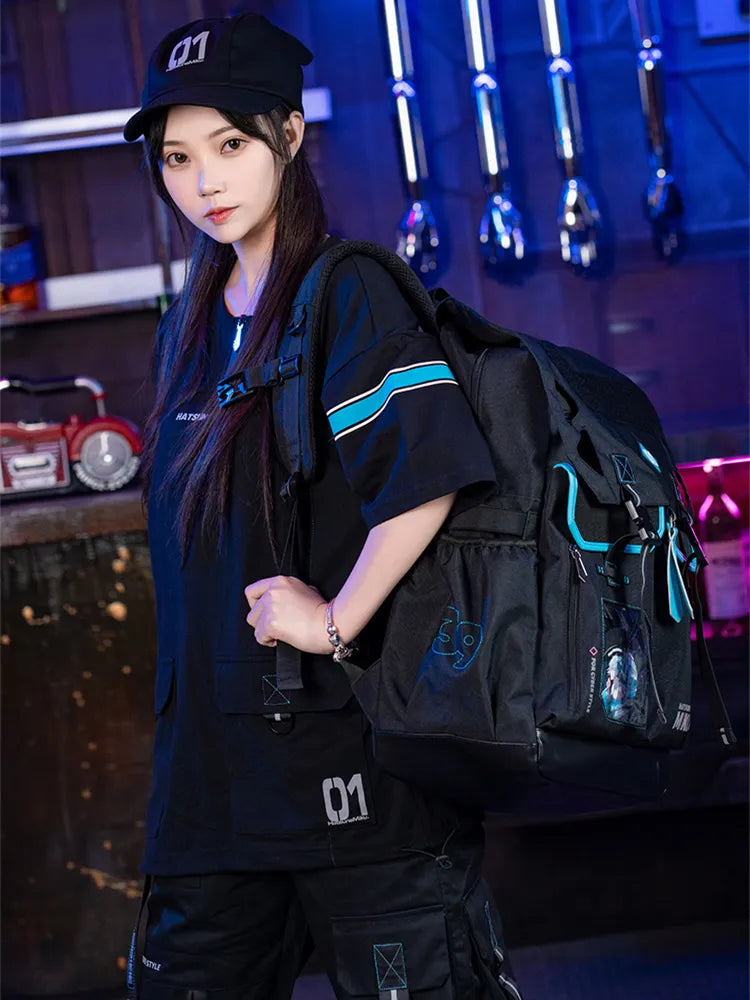 Hatsune Miku " Rider " Unisex Black Techwear Backpack