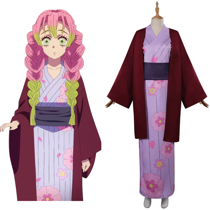 Demon Slayer Kanroji Mitsuri Cosplay Costume Kimono Outfits Halloween Carnival Suit