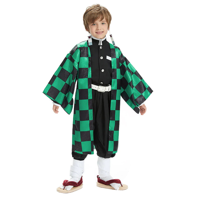 Demon Slayer Kimetsu No Yaiba Kamado Tanjiro Kids Children Uniform Outfits Cosplay Costume