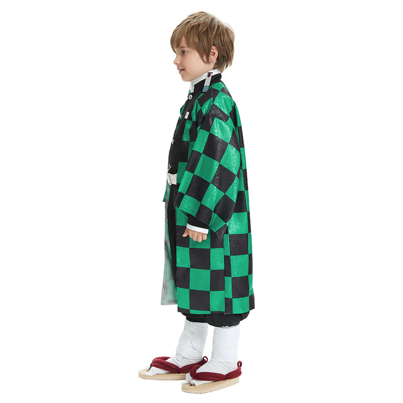 Demon Slayer Kimetsu No Yaiba Kamado Tanjiro Kids Children Uniform Outfits Cosplay Costume