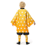 Demon Slayer Kimetsu No Yaiba Agatsuma Zenitsu Kids Children Uniform Outfits Cosplay Costume