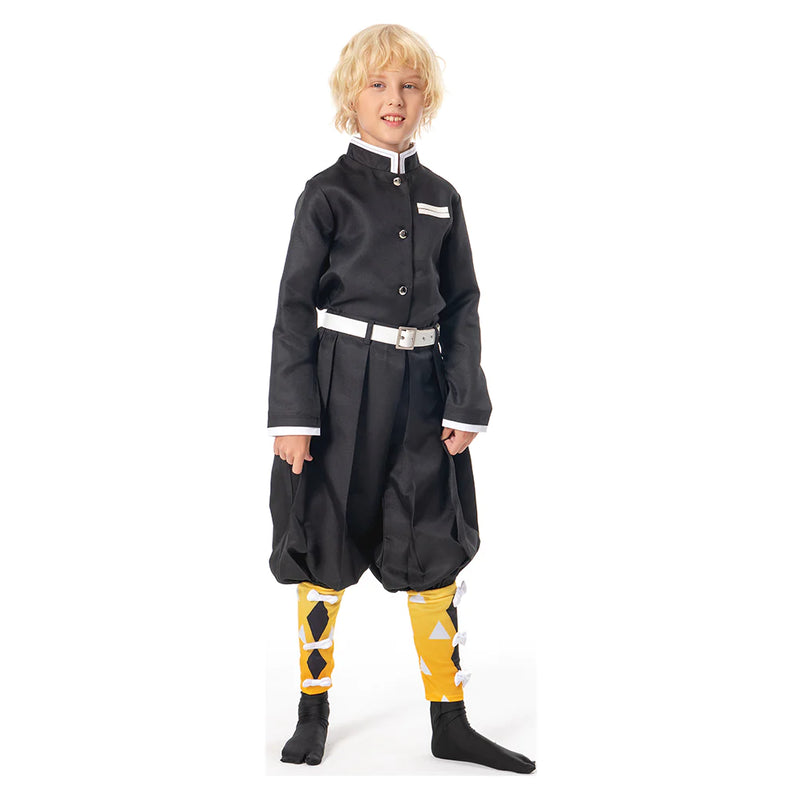 Demon Slayer Kimetsu No Yaiba Agatsuma Zenitsu Kids Children Uniform Outfits Cosplay Costume