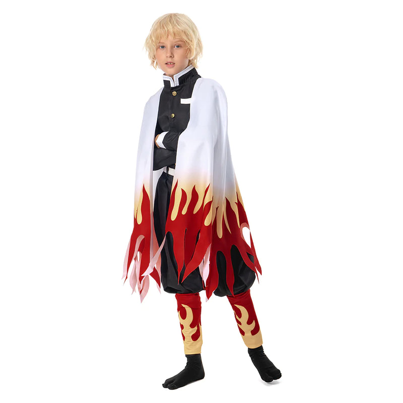 Demon Slayer Kimetsu No Yaiba Rengoku Kyoujurou Kids Children Uniform Outfits Cosplay Costume