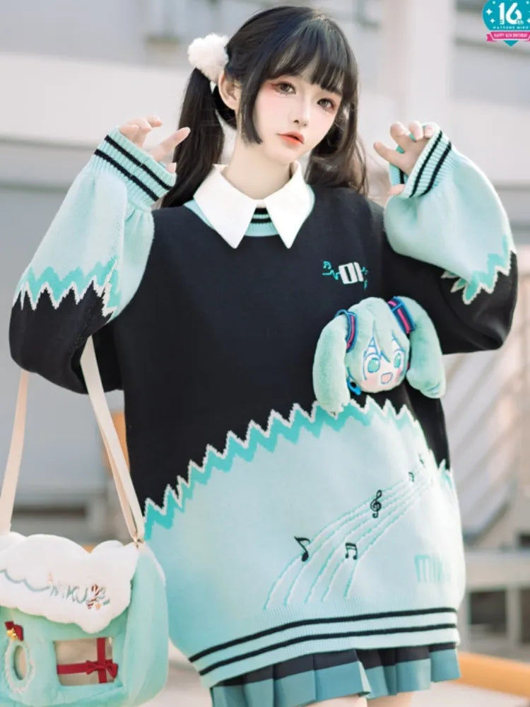 Hatsune Miku Collab Colorblock Design Sweater