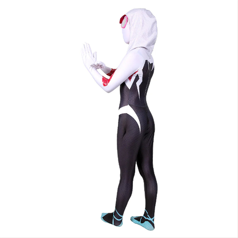 Spider-Man: Into The Spider-Verse Gwen Kids Girls Outfit Cosplay Costume Halloween Carnival Suit