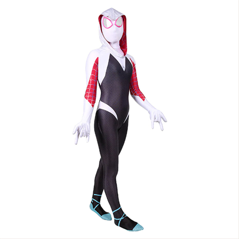 Spider-Man: Into The Spider-Verse Gwen Kids Girls Outfit Cosplay Costume Halloween Carnival Suit