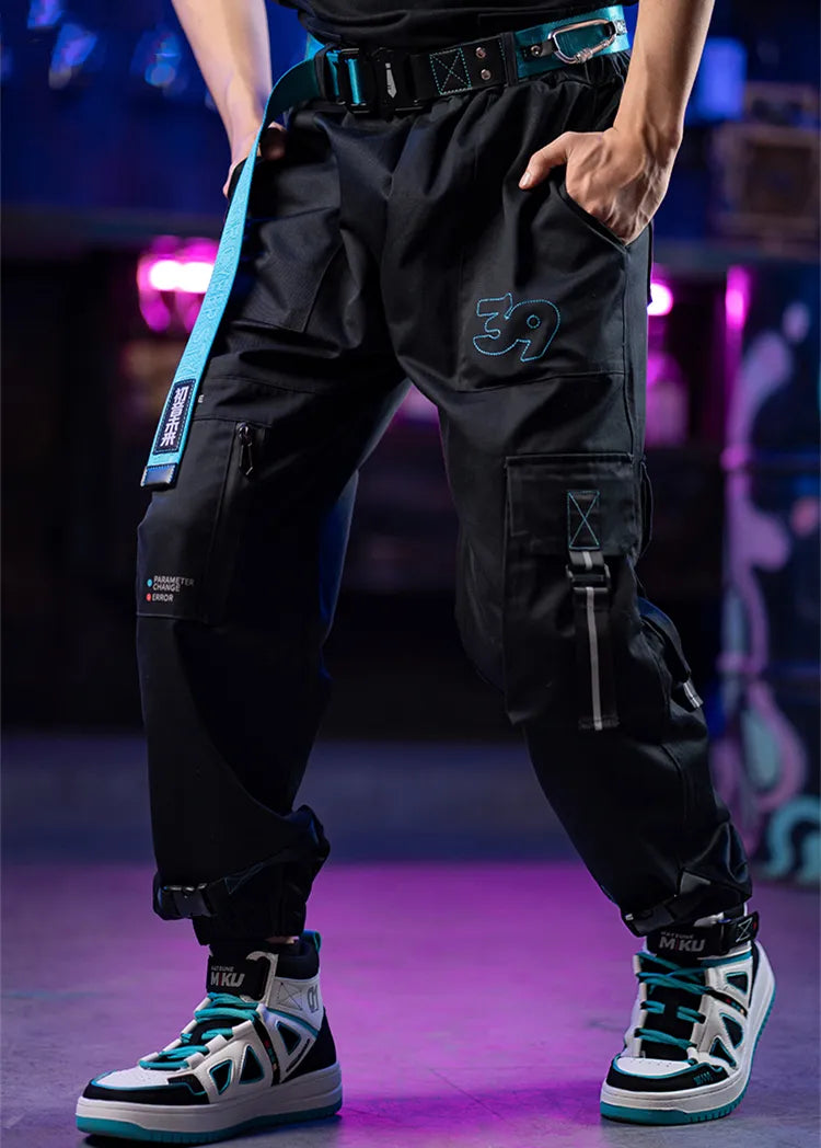 Hatsune Miku " Rider " Cyberpunk Unisex Black Techwear Cargo Pants