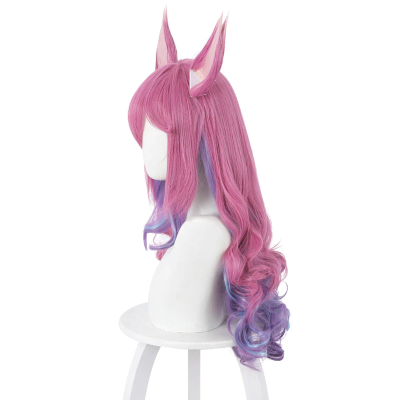 LOL Ahri The Nine-Tailed Fox Cosplay Wig With Ears Heat Resistant Synthetic Hair