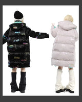 Hatsune Miku Collab Laser Fabric Gray Coat Futuristic Cyberpunk Puffer Coat