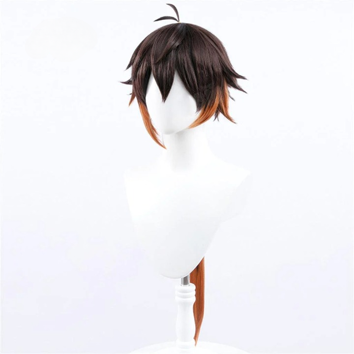 Genshin Impact Zhongli Cosplay Wig Heat Resistant Synthetic Hair Carnival Halloween Party Props