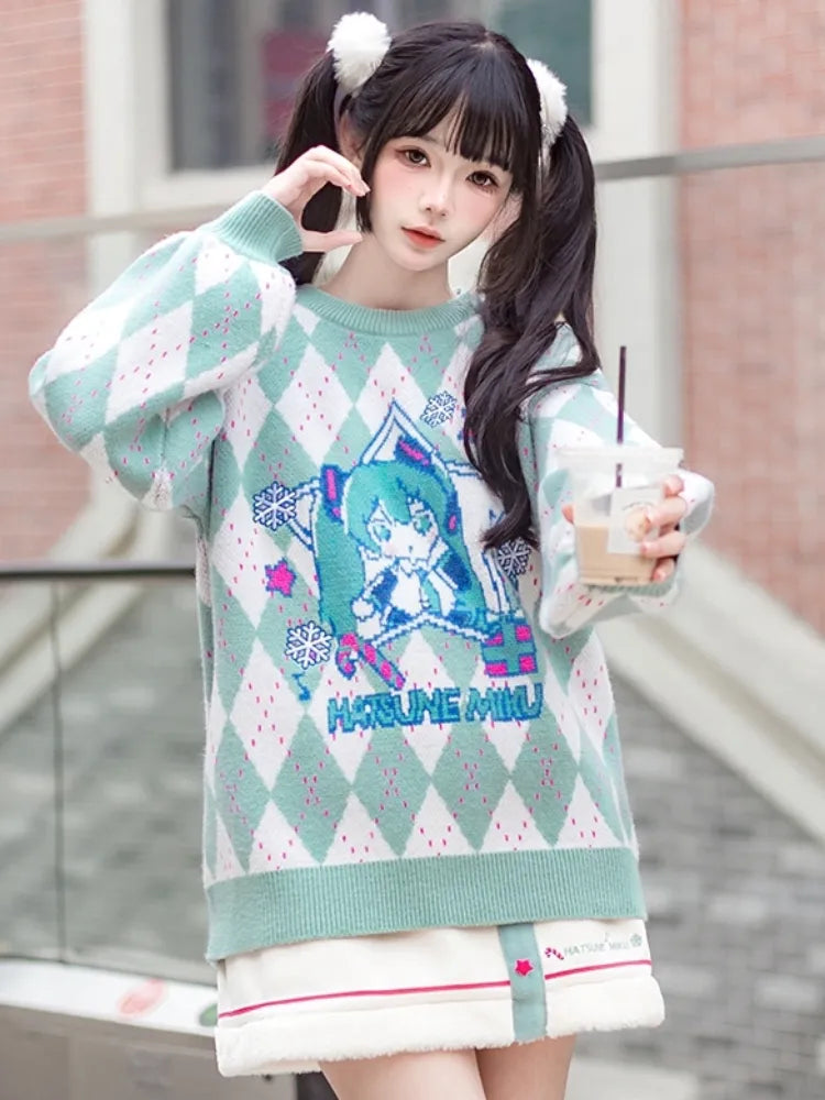 Hatsune Miku Harlequin Pattern Sweater