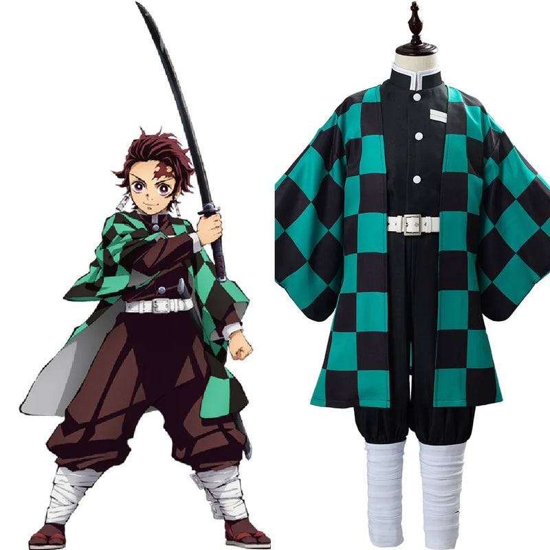 Demon Slayer Kimetsu No Yaiba Kamado Tanjiro Kids Children Uniform Outfits Cosplay Costume