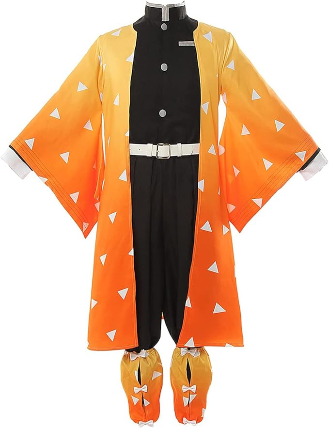 Demon Slayer: Kimetsu No Yaiba Agatsuma Zenitsu Outfit Cosplay Costume Halloween Carnival Suit