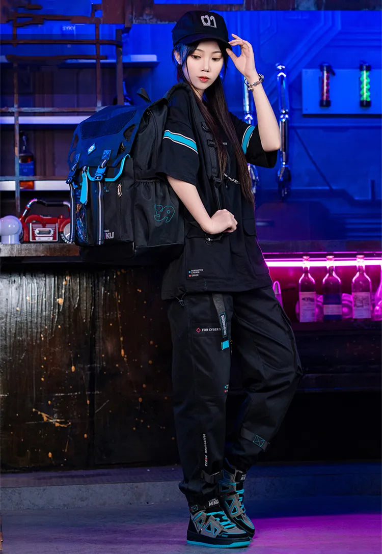 Hatsune Miku " Rider " Unisex Black Techwear Backpack