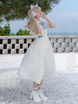 Hatsune Miku Collab Orchid Embroidery Dress with Bow Tie