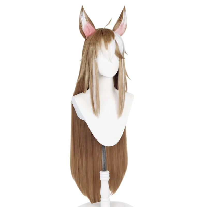 Genshin Impact Ms Hina/Gorou Cosplay Wig + Ears Heat Resistant Synthetic Hair Carnival Halloween Party Props