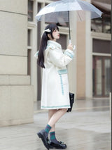 Hatsune Miku Collab White Preppy Hooded Duffle Coat