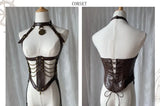 Corset Waist Steampunk Lolita Tiered Ruffles One Piece Beige and Brown