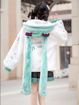 Hatsune Miku Ponytails Hood White Fleece Jacket