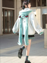 Hatsune Miku Ponytails Hood White Fleece Jacket