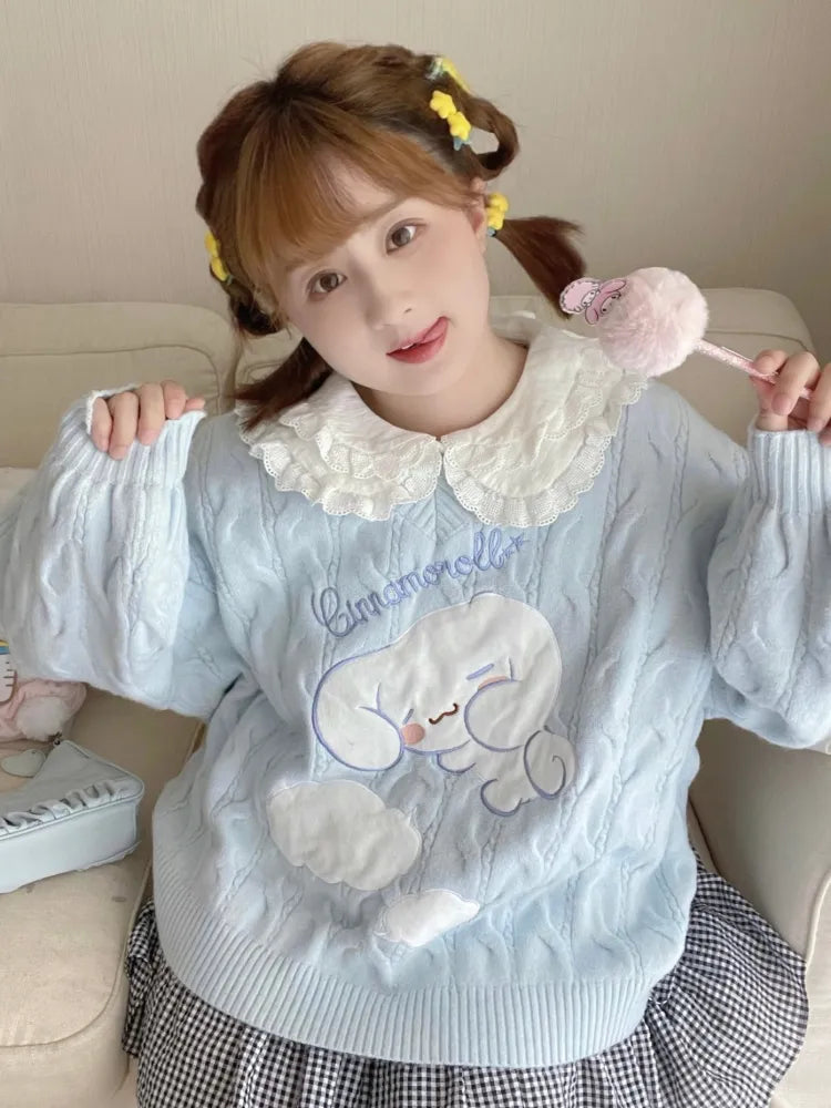 Cinnamoroll Blue V-neck Sweater