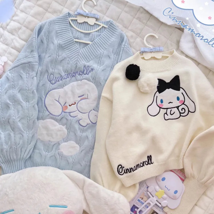 Cinnamoroll Blue V-neck Sweater