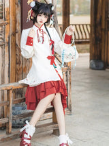 Hatsune Miku Collab White Cheongsam Style New Year Dress