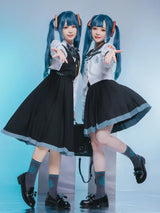 Hatsune Miku Collab Pleated Skirt Black Overalls