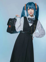 Hatsune Miku Collab Pleated Skirt Black Overalls