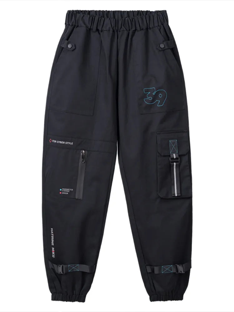 Hatsune Miku " Rider " Cyberpunk Unisex Black Techwear Cargo Pants