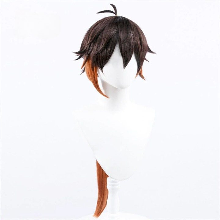 Genshin Impact Zhongli Cosplay Wig Heat Resistant Synthetic Hair Carnival Halloween Party Props