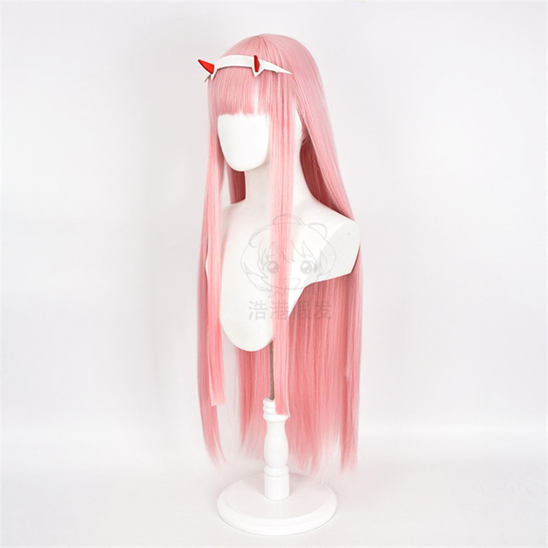 Darling in The Franxx Zero Two 02 Cosplay Wig Long Pink Heat Resistant Synthetic Hair