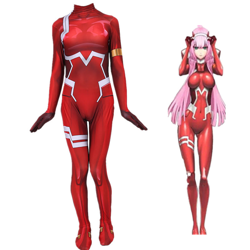 DARLING In The FRANXX Zero Two Code:002 Plugsuit Jumpsuit Cosplay Costume  Red