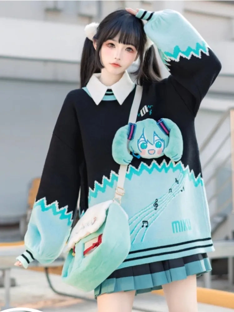 Hatsune Miku Collab Colorblock Design Sweater