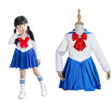 Sailor Moon Kids Girls Blue Dresses Outfits Cosplay Costume Halloween Carnival Suit