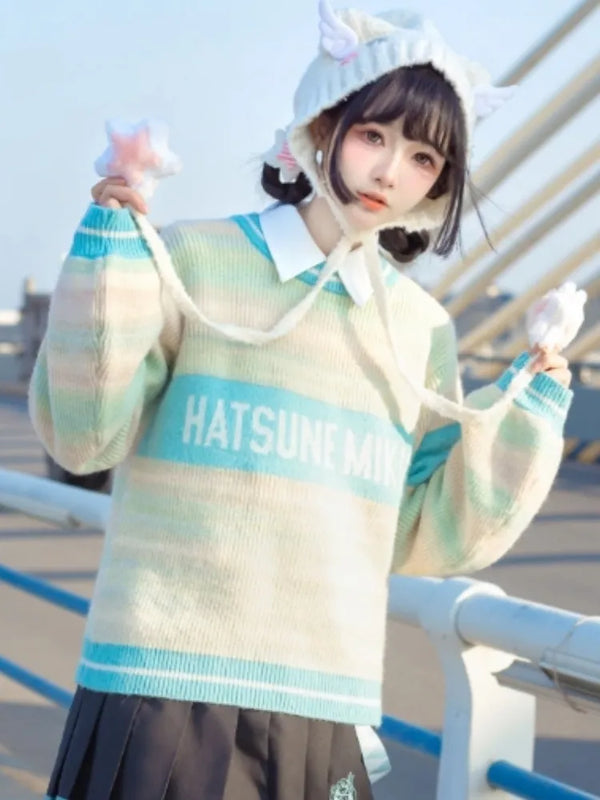 Hatsune Miku Collab Striped Pattern Sweater