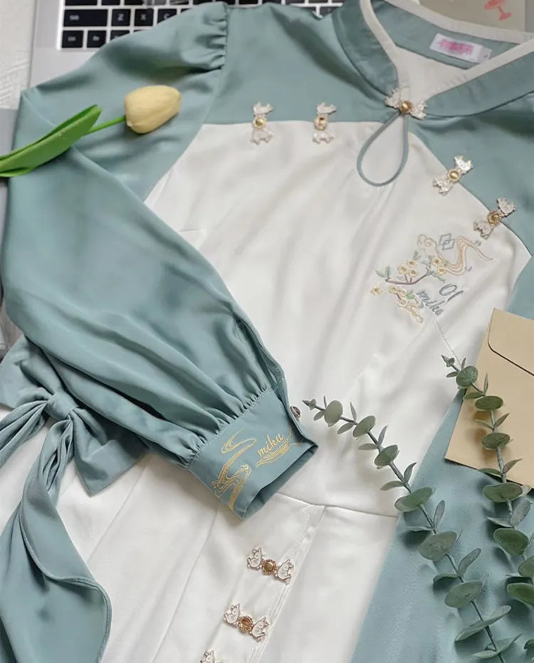 Hatsune Miku Collab Osmanthus Fragrans Embroidery Dress Ombre Handkerchief Hem