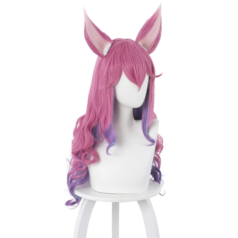 LOL Ahri The Nine-Tailed Fox Cosplay Wig With Ears Heat Resistant Synthetic Hair