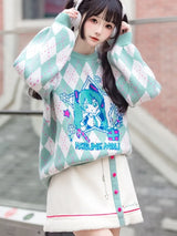 Hatsune Miku Harlequin Pattern Sweater