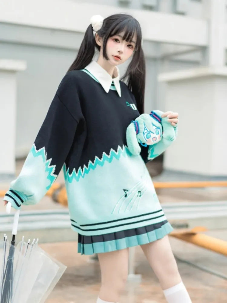 Hatsune Miku Collab Colorblock Design Sweater