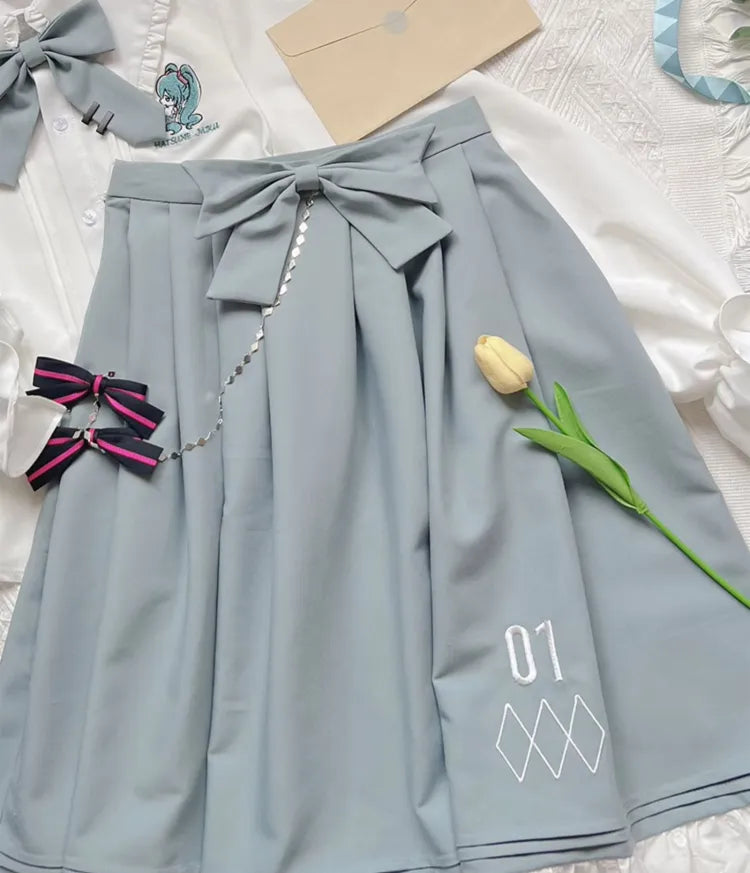 Hatsune Miku Collab Water Blue Pleated Skirt