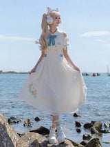 Hatsune Miku Collab Orchid Embroidery Dress with Bow Tie