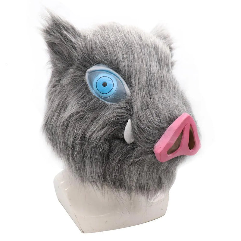 Demon Slayer: Kimetsu No Yaiba Hashibira Inosuke Cosplay Boar Pig Mask Hood Headwear Prop